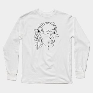 Lines Face and Flower Long Sleeve T-Shirt